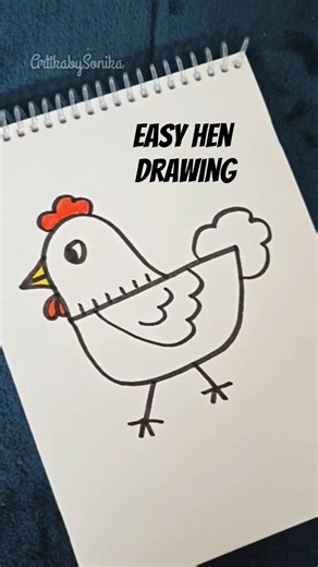 Easy Hen Drawing 🐔 | Cute & Simple Drawing for Kids