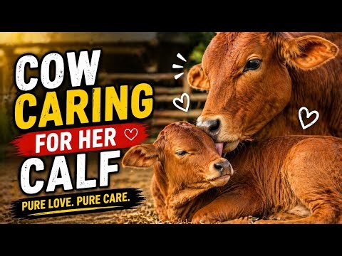 Cow Caring for Her Calf | Goru Loves Baby Calf ❤️ Cute Mother Cow Moment #goru #cowvideos #cow