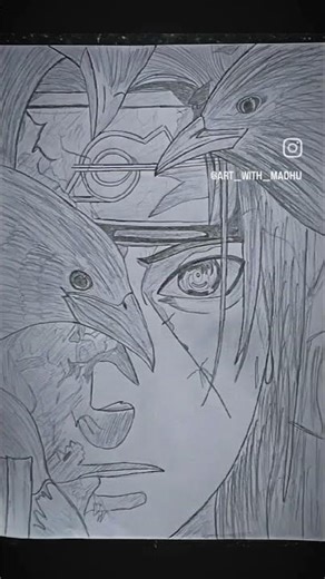 Itachi Uchiha Drawing With Crow❤🔥 Naruto Anime Drawing✍🏻 #shorts #itachi#naruto#drawing#anime#art