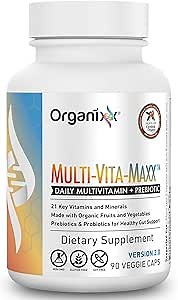 Organixx Clean Sourced Multivitamin for Women & Men, w/Vitamin C, D3, Vitamin B Complex, Probiotics, Organic Fruits & Vegetables, Supports Digestive Gut Health, Immune Support, 90 Vegan Gel Capsules