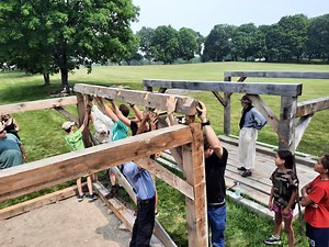 Explore life in soldiers' huts on #libertyhill at #fortticonderoga in the #revolutionarywar along our Carillon Battlefield Hiking Trail in 2024! https://www.fortticonderoga.org/experience/explore-adirondacks/carillon-battlefield/ | Fort Ticonderoga