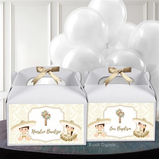 Gold Charritos Baptism Gable Box Labels: Mexican Party Decor (PDF File) - Etsy UK