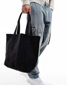 ASOS DESIGN oversized heavyweight cotton tote bag in black  | ASOS