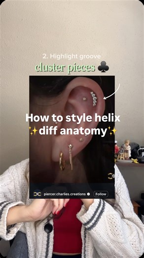 Enya | How to style helix piercings based on your ear anatomy ✨ Whether you have a more defined ridge, more open space, or a slightly crooked... | Instagram
