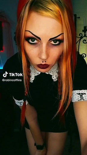 It's Wednesday but it's Monday. Am I too late? 💋✨ Find details for the full video on my Twitter @RobinCoffins #wednesday #wednesdayaddams #wednesdaydance #robincoffins #coffins #gothmakeup #gothtok #gothichome #addamsfamily