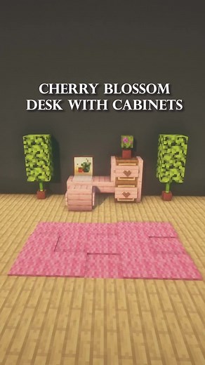 Minecraft Cherry Blossom Desk with Cabinets #valentinesday #minecraft #heart #mc #minecraftbuilding #minecrafter #gaming #coquette #bow #bowtrend #minecraftmemes #minecraftpe #minecraftideas #minecrafttutorial