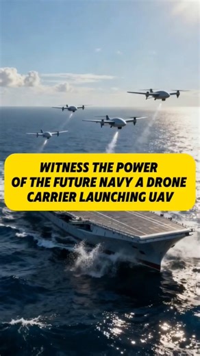 witness the power of the future navy a drone carrier launching UAV