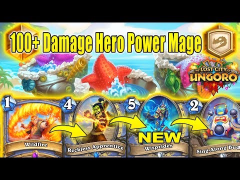 100+ Damage Hero Power Mage Deck Is CRAZY BrOkEn At The Lost City of Un'Goro | Hearthstone