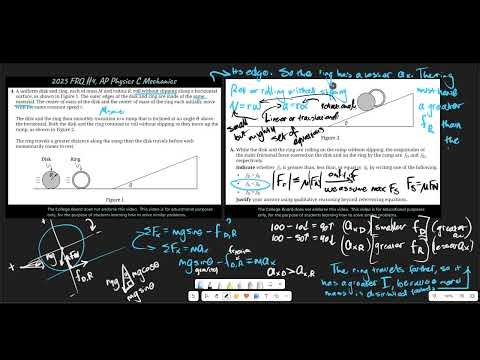 AP Physics C Mechanics FRQ #4, 2025 (great practice, NEW STYLE Rotation FRQ)