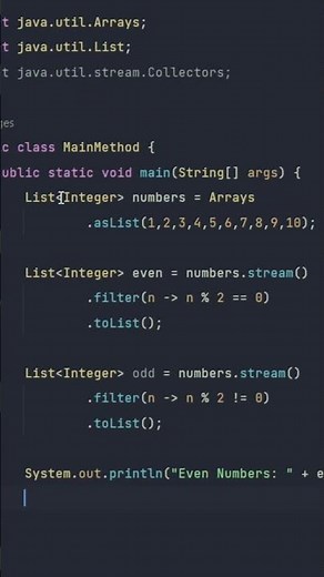 Find Even & Odd Numbers Using Stream API in Java 💡 #coding #java