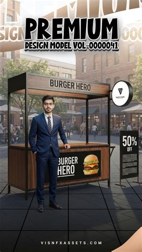 Premium Wooden Burger Food Cart Design