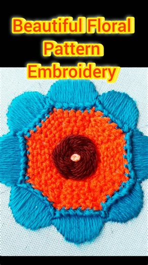 Beautiful Floral Pattern in Embroidery 🌻 #shorts #embroiderypatterns