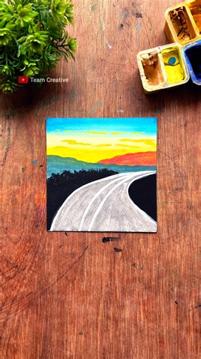 #beautiful nature scenery painting with #gouache water colour 🖌️🎨❤️ #art #drawing #shorts