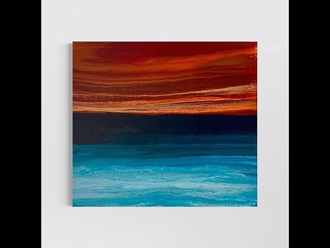 Easy Breezy Landscape Swiping Acrylic Pour Painting, Flow Art, Fluid Art Technique,