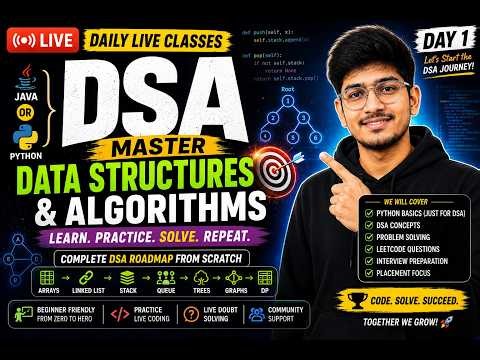 Python + DSA LIVE Series | Learn Python for DSA, Interviews & Placements | Day 1