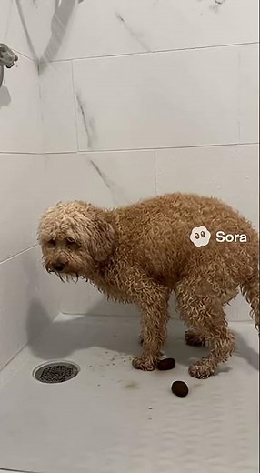 Here Is A Video Of A Dog Pooping In The Shower 🚿 #ai #sora #naughty #dog #dogs #trynottolaugh