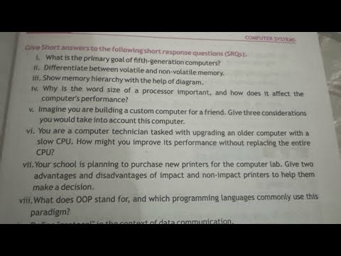 Class 9 Computer Science Chapter 1 |Exercise Quick Short Questions Revision | FBISE