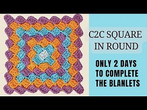 FINISH IN JUST FEW DAYS 👉Crochet A C2C Style Square In The Round 😲 ‪@sara1111‬