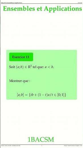 Exercice 11 Ensembles et Applications 1BACSM Maths space2study #maths #physiquechimie #1bac #2bac