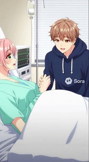 Pink anime girl gives birth to baby