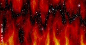 Flaming inferno with brilliant stars, space war backdrop, intense cosmic battle action, bright starfire, smoke streaks, celestial warfield, galactic destruction scene, massive flames - starlit galaxy