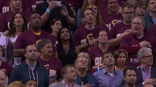 The Cleveland Cavaliers crowd sings the National Anthem at #NBAFinals Game 3! | NBA