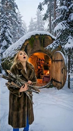 POV: You Escaped the Wolves and Discovered a Secret Winter Tree House 🐺❄️🔥