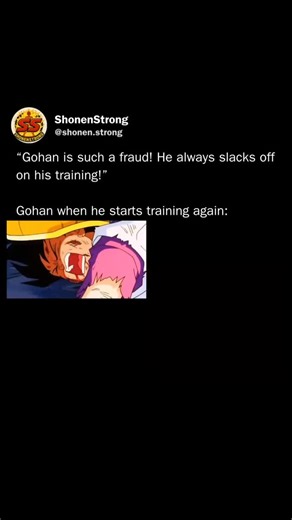 Shonen Strong on Instagram: "Ultimate Gohan vs Majin Buu — no yelling, no panic, just confidence. That quiet kind of strength hits different. It’s a reminder that real progress isn’t loud. Consistency beats hype, and preparation shows when it matters. Same idea applies anywhere you’re trying to get better: put the work in early, trust it later, and move with purpose."