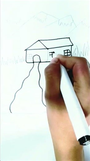 #VillageLife #MountainSketch #EasyDrawing #NatureLove #ArtPractice