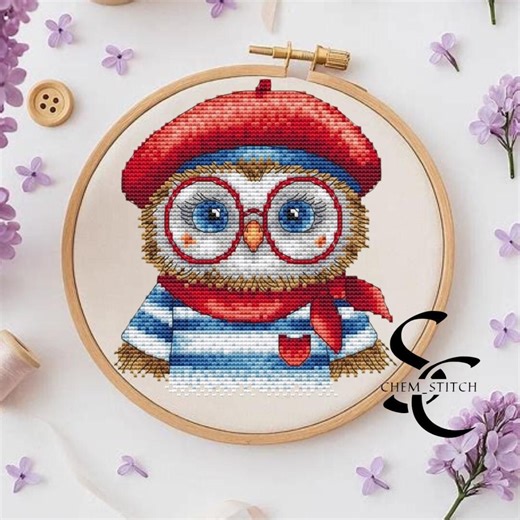 Owl Cross Stitch Pattern, Cute Owl Embroidery Design, Cartoon Owl PDF Pattern, Animal Cross Stitch, Nursery Decor, Instant Download - Etsy