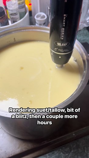 Blitzing suet/tallow to increase the surface area and make it render quicker | Houkie’s Journey