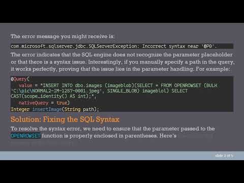 Resolving the Incorrect syntax near @ P0 Error in Spring Boot JPA Native Queries