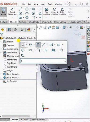 Using fit spline option and create curved driven pattern#solidworks#righttech#3dmodeling