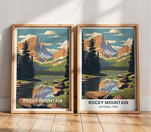 Rocky Mountain National Park Travel Poster | Colorado Painting | Rocky Mountain National Park Wall Art Print | Digital Download - Etsy
