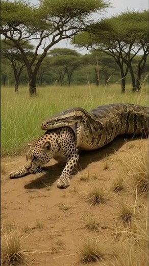 Savanna Showdown: Leopard vs. Giant Python