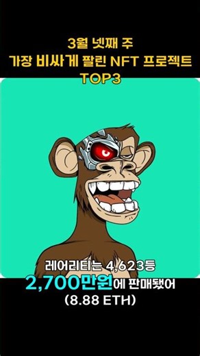 3월 넷째 주 가장 비싸게 팔린 NFT 프로젝트 TOP3 #Shorts, #쇼츠