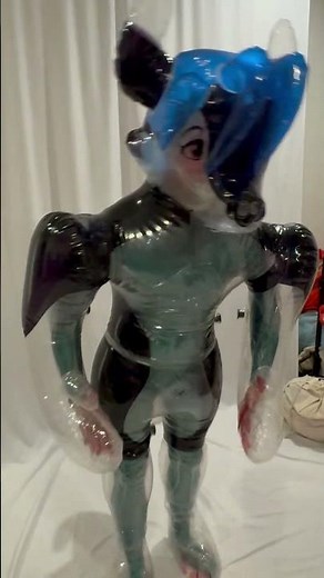 Testing a clear inflatable double layered pvc husky suit