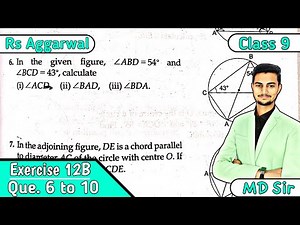 Exercise 12b Q6 to Q10 | Class 9 Chapter 12 | Circles | Rs Aggarwal | Md Sir class 9
