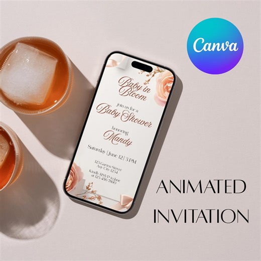 Animated Baby Shower Invitation, Baby in Bloom Floral Design (digital Download) - Etsy