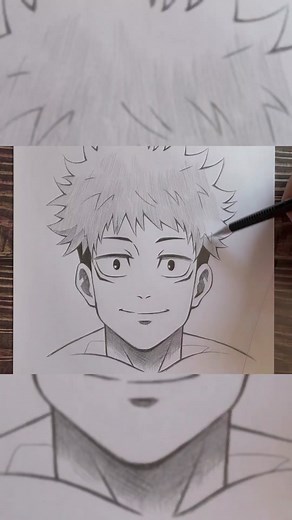 Easy anime sketch | how to draw Yuji - Jujutsu Kaisen | anime boy drawing step by step for beginners #jujutsukaisen #anime #artanime #art #yuji