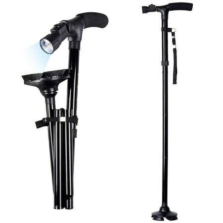 Folding Cane With Led Light, Adjustable Canes And Walking Sticks For Men And Women, Walking Cane Stick For Elderly With Cushion T Handle And Pivoting - Walmart.ca