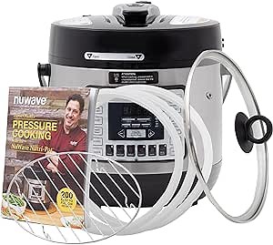 Nuwave Accessory Bundle for 6QT Nutri-Pot Digital Pressure Cooker – Genuine Parts from Original Manufacturer, Tempered Glass Lid, Cooking Rack, 3 Silicone Gaskets & 200-Recipe Cookbook