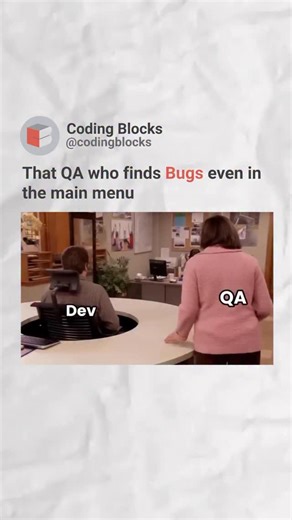 QA and Dev everytime 🙂 Share with your friends Follow @codingblocks for more! #qa #developerlife #coding #codingmemes #codinghumor #learntocode #programmingmeme #programmer #bugs | Coding Blocks