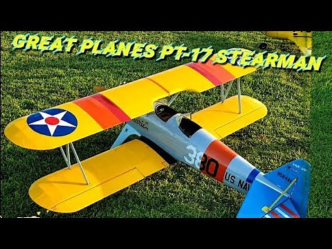 Great Planes PT-17 Stearman ARF Maiden Flight & Review