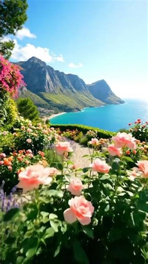 #garden #flowers #mountains #ocean