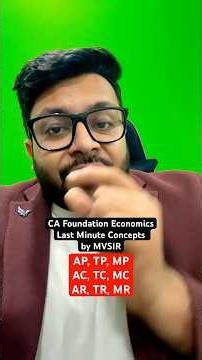 MC MR MP | CA Foundation Economics | Last Min Concepts | MVSIR