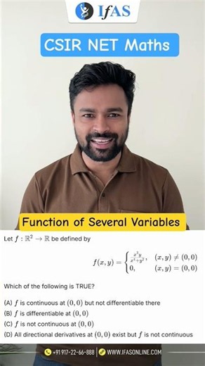 Function of Several Variables l Real Analysis l CSIR NET Maths l IFAS