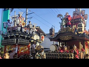 下仁田秋まつり 2024【10月13日 昼の山車巡行】秋空と山並みに映える山車。レトロな街中の雰囲気も良い感じでした。