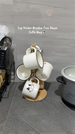 Cup Holder Wooden Tree Shape Coffe Mug ☕️ #coffee #lover #wood #mug #fyp