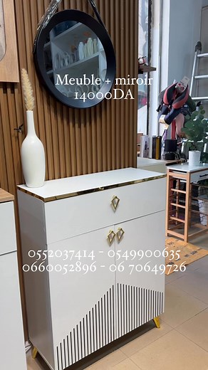2.6K views · 1.3K reactions | 爵 Meuble moderne avec miroir 爵  Dimensions meuble : 110 × 80 cm 爵 Miroir inclus  Prix : 14 000 DZD  Livraison disponible Design élégant, pratique et parfait pour une entrée bien organisée ✨ | Decorare | Facebook